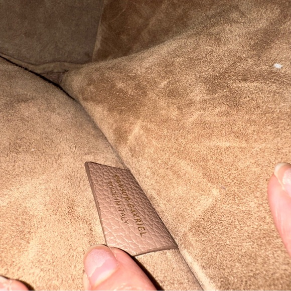 MANSUR GAVRIEL Biscotti Tan Drawstring Champagne Bucket Bag Purse - Picture 4 of 15